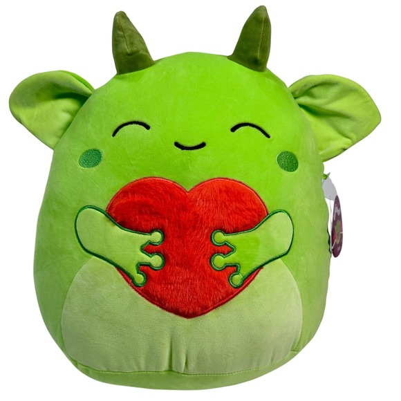 Squishmallows Other - Rare Squishmallow Fitzy Goblin 16" Valentines 2025 NWT Green Fuzzy Heart Plush